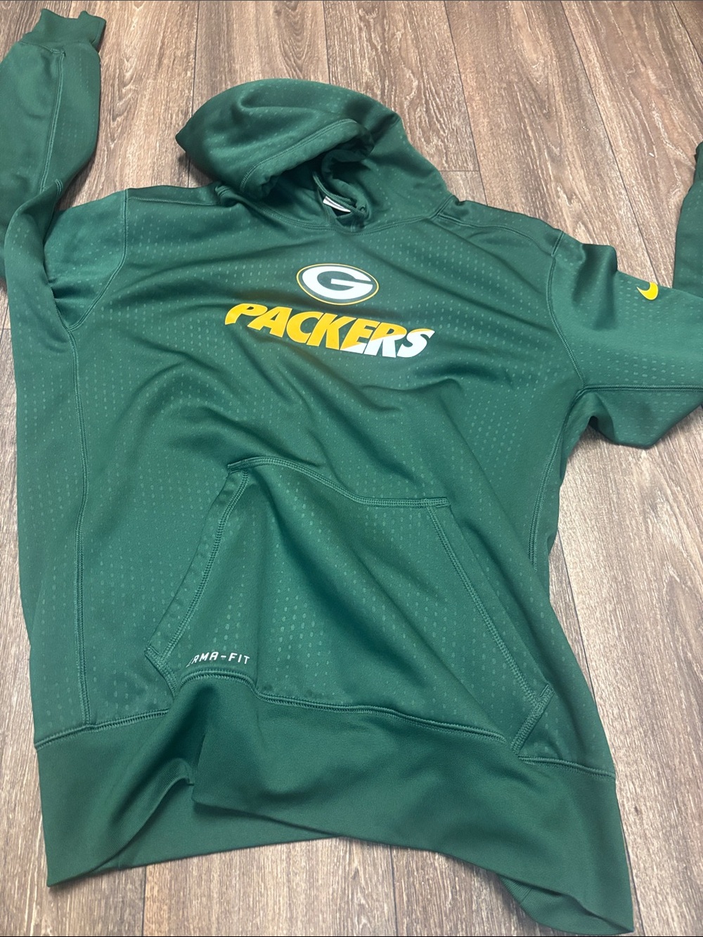 Green Bay Packers NFL Fleece Nike Therma Fit Hoodie Green Sz L On field apparel